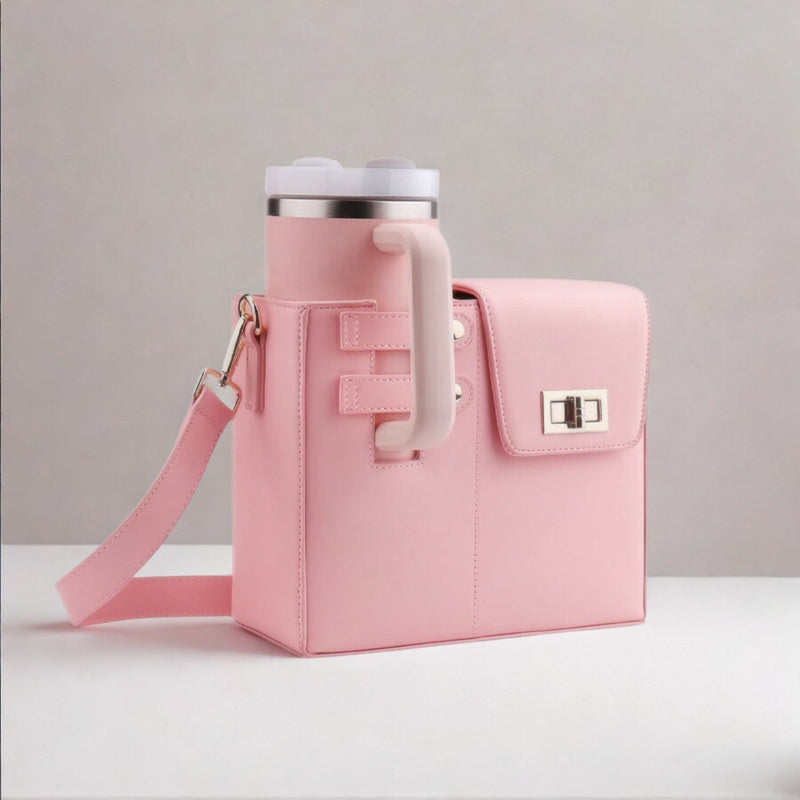 Bolsa Feminina Box com Compartimento para Copo