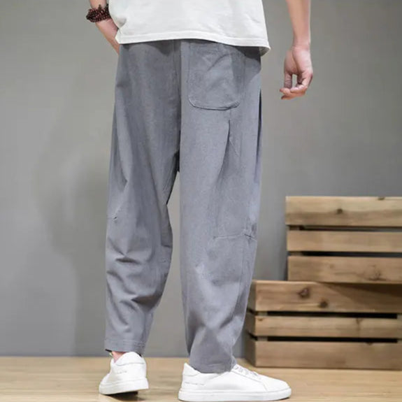 Calça Masculina Estilo Chinês com Bolsos