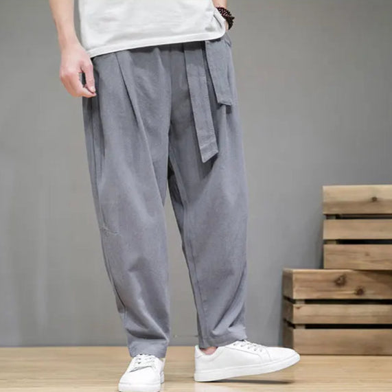Calça Masculina Estilo Chinês com Bolsos