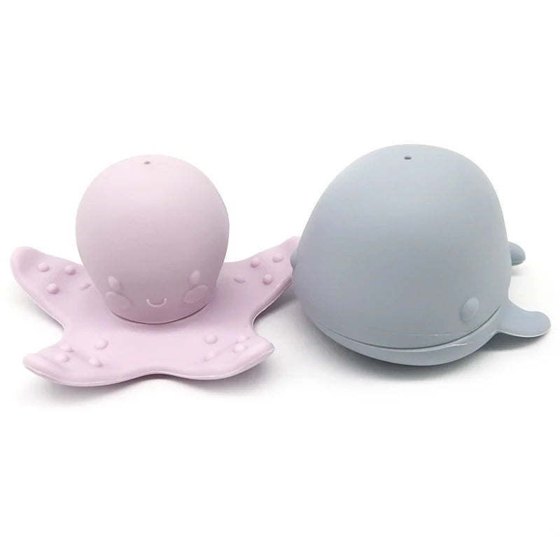 Brinquedos de Banho para Bebês - Polvo e Baleia de Silicone