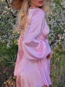 Conjunto Feminino Casual com Short e Blusa de Manga Lanterninha