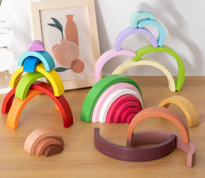 Bloco de Construção Arco-Íris em Madeira