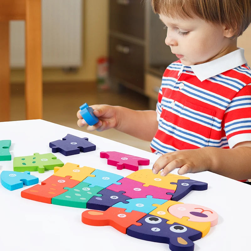 Quebra-Cabeça 3D de Madeira com Animais