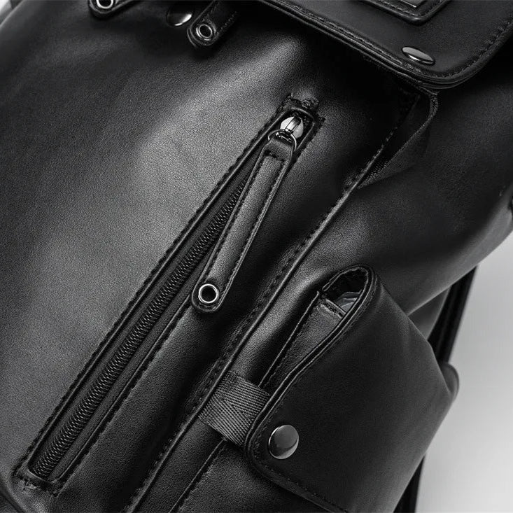 Mochila de Couro PU com Carregamento USB