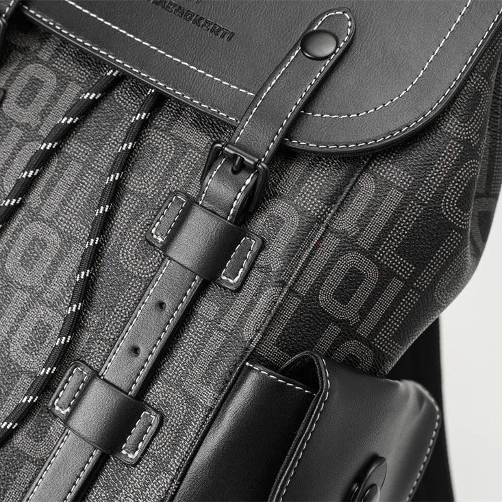 Mochila de Couro PU com Estampa de Letras