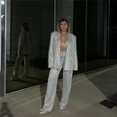 Conjunto Feminino Elegante com Blazer, Top e Calça de Cintura Alta