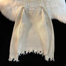 Suéter de Algodão com Detalhes Desgastados