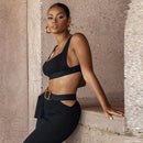 Conjunto Blusa com Decote Quadrado e Saia de Cintura Alta