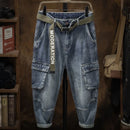 Calça Jeans Masculina Cargo com Bolsos