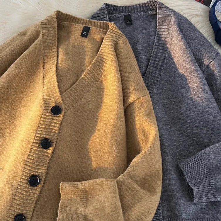 Cardigan Masculino de Tricô com Decote em V