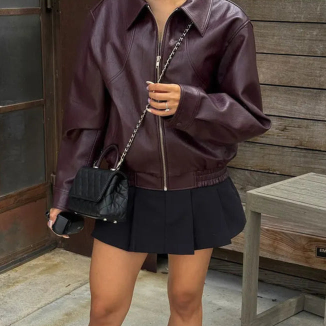 Jaqueta Feminina de Couro PU