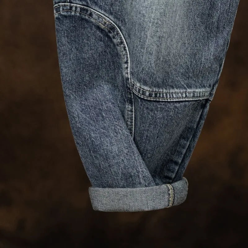 Calça Jeans Masculina Cargo com Bolsos