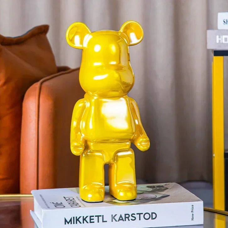 Escultura Decorativa de Urso em Cerâmica – 18 Cores Disponíveis