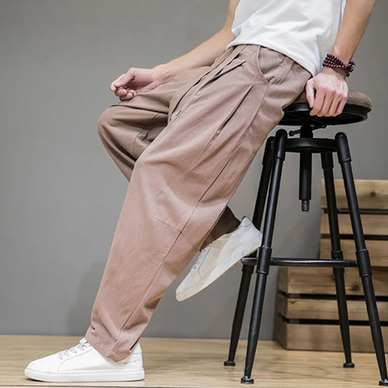 Calça Masculina Estilo Chinês com Bolsos