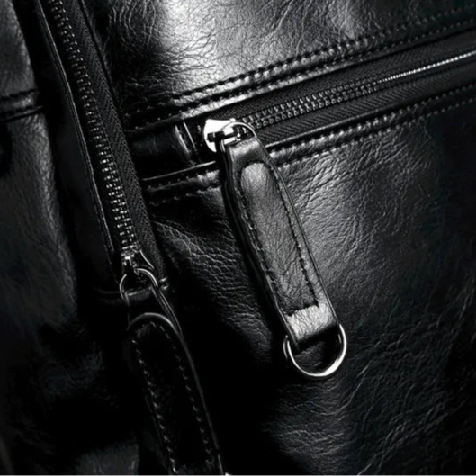 Mochila de Couro PU com Compartimentos Diversos