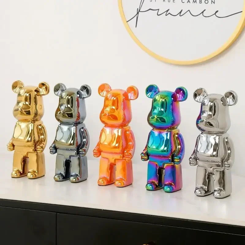 Escultura Decorativa de Urso em Cerâmica – 18 Cores Disponíveis