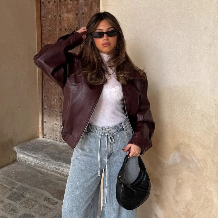 Jaqueta Feminina de Couro PU