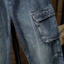 Calça Jeans Masculina Cargo com Bolsos