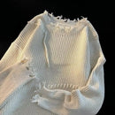 Suéter de Algodão com Detalhes Desgastados