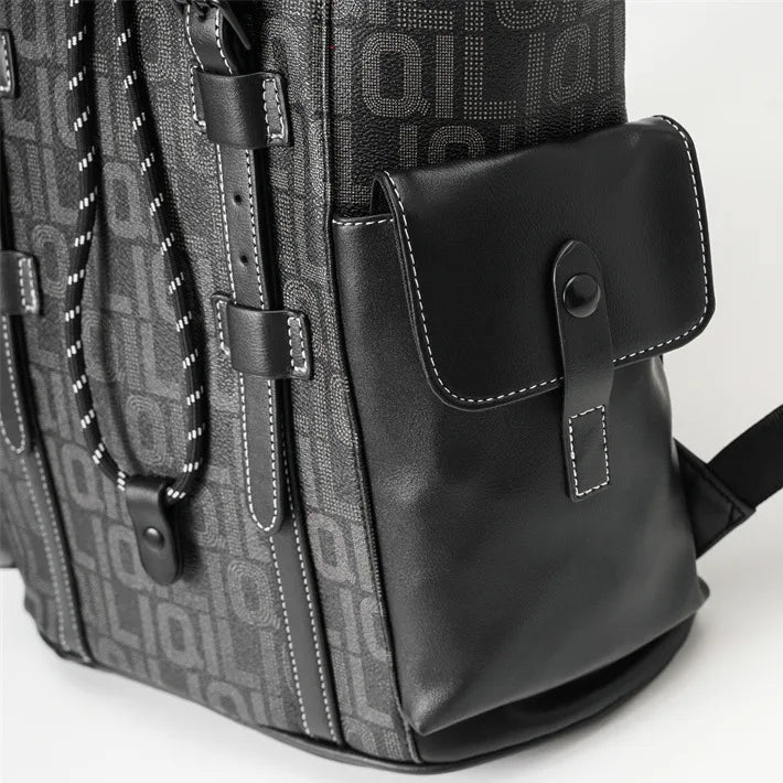 Mochila de Couro PU com Estampa de Letras