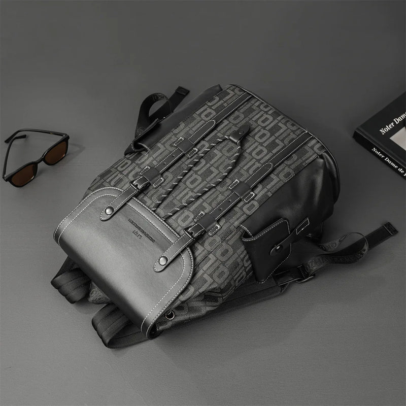 Mochila de Couro PU com Estampa de Letras