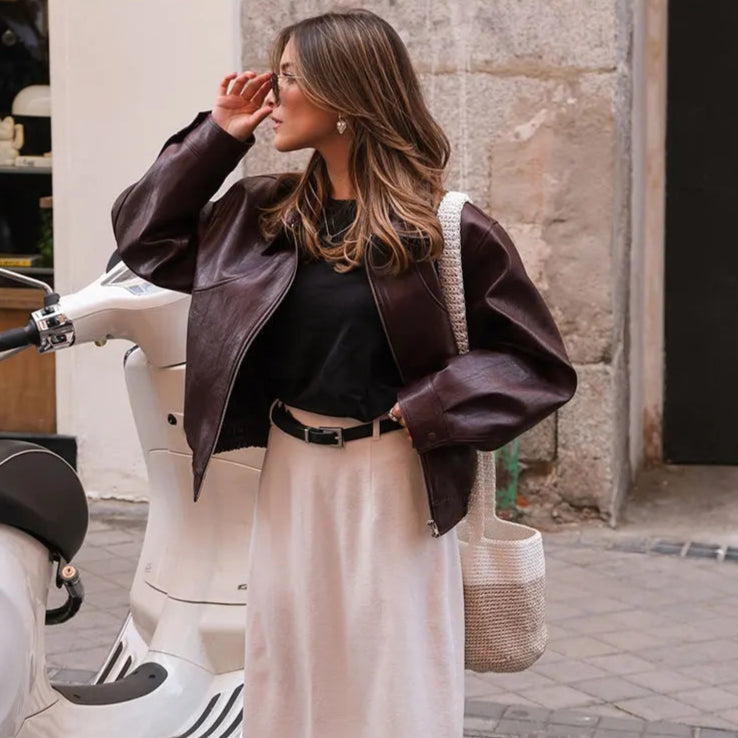 Jaqueta Feminina de Couro PU