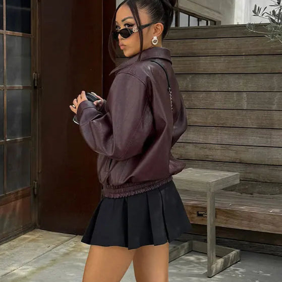 Jaqueta Feminina de Couro PU