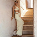 Conjunto Blusa com Decote Quadrado e Saia de Cintura Alta