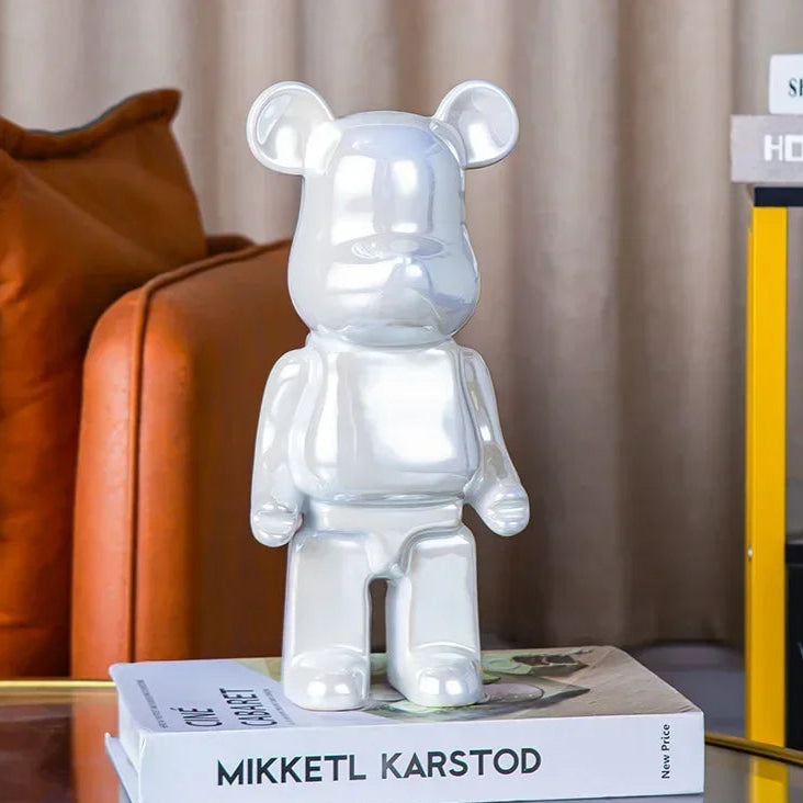 Escultura Decorativa de Urso em Cerâmica – 18 Cores Disponíveis