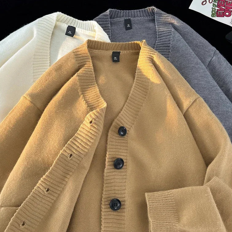 Cardigan Masculino de Tricô com Decote em V