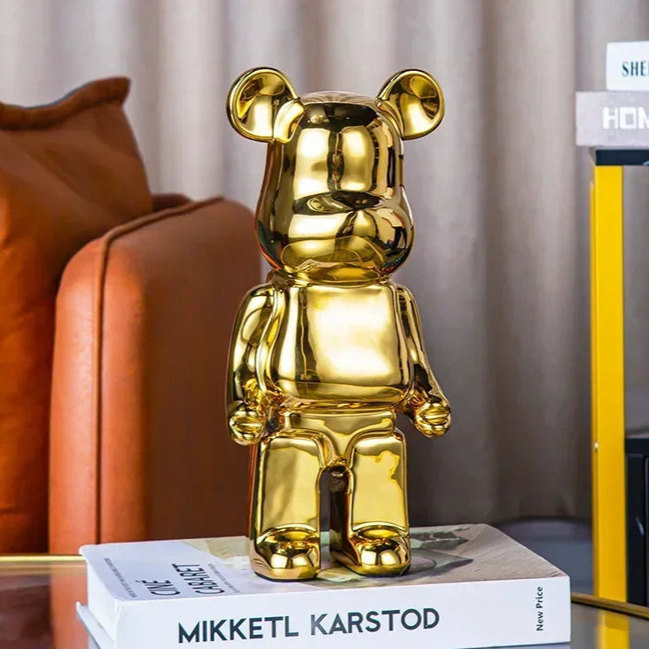 Escultura Decorativa de Urso em Cerâmica – 18 Cores Disponíveis