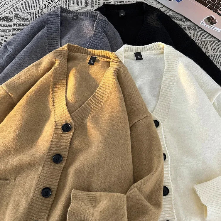 Cardigan Masculino de Tricô com Decote em V