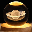 Luminária LED Cristal 3D para Decoração: Sistema Solar, Saturno e Lua