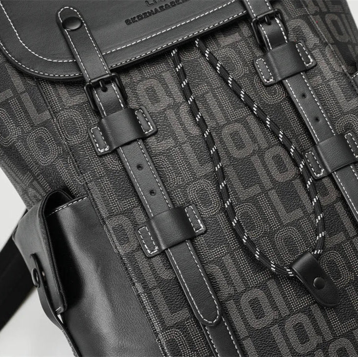 Mochila de Couro PU com Estampa de Letras