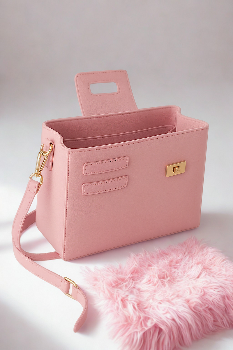 Bolsa Feminina Box com Compartimento para Copo