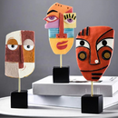 Escultura Decorativa Abstrata de Rosto em Resina