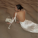 Vestido Longo Feminino de Cetim com Costas Nuas